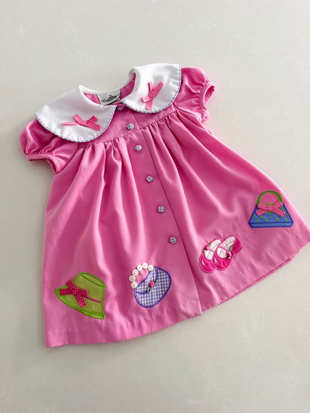 Vintage Rare Editions Pink Applique Toddler Dress • Size 24M